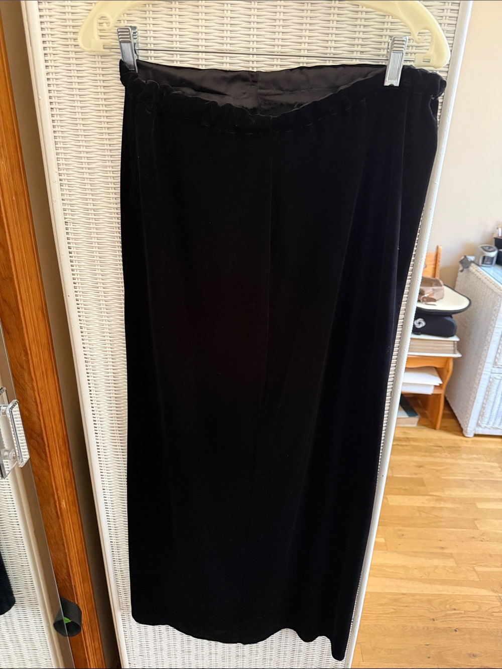 Black Velvet Maxi Skirt with Elastic Waist